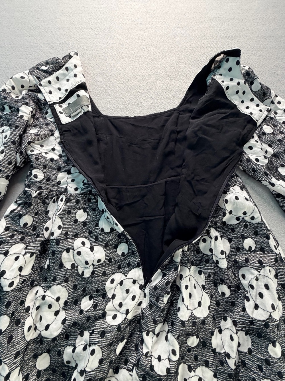 Anthropologie Jane Textured Babydoll Dress Womens Size 6 Embroidered Polka Dot - Picture 14 of 15